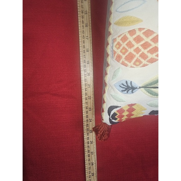 Down Filled Colorful Embroidered Tassel Rectangular Lumbar Throw Pillow 15"x26" - Picture 4 of 9